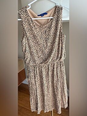 Apt. 9 Beige and Black Leopard Print Sleeveless Dress